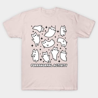 Cute Kawaii Ghost Cats Pink Girly T-Shirt